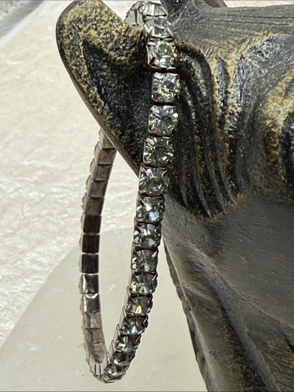 Smoky smoldering Grey vintage Rhinestone sparking stretch bracelet